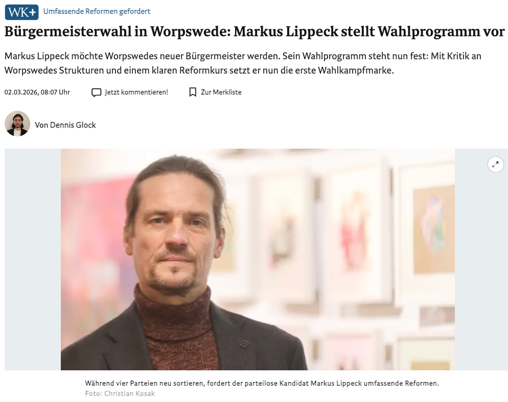 Bürgermeisterwahl in Worpswede: Markus Lippeck stellt Wahlprogramm vor